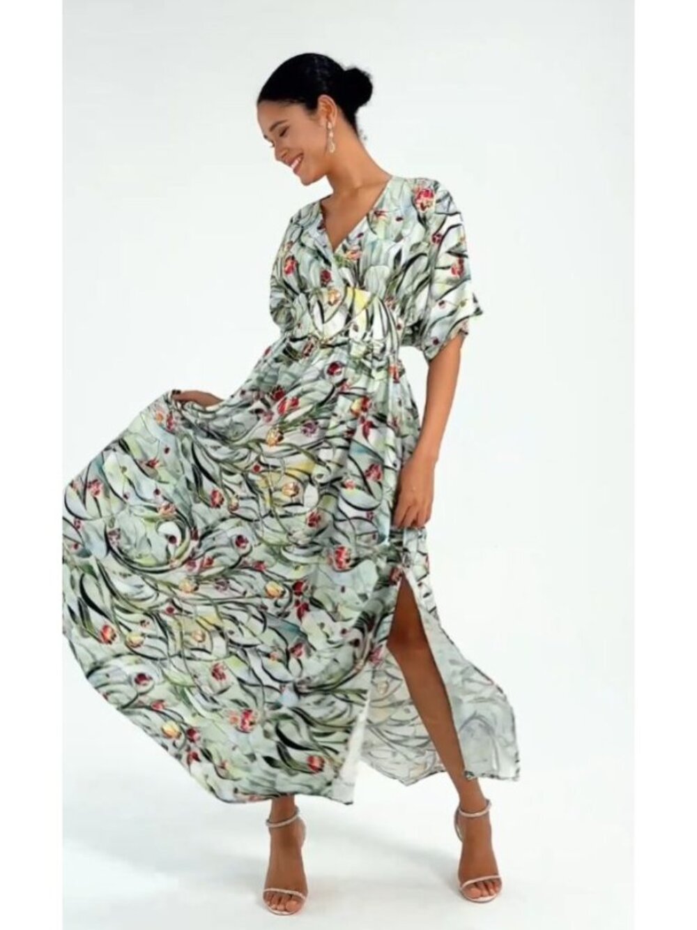 ADOR Light Blue Floral Maxi Dress M NEW - Picture 5 of 16